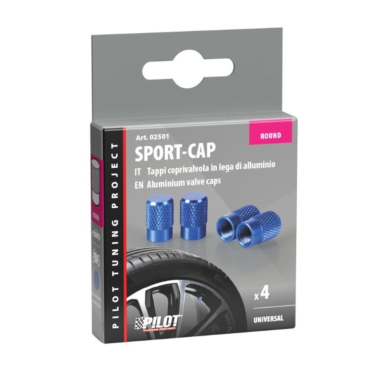 SET 4 TAPPI COPRIVALVOLA IN LEGA DI ALLUMINIO BLU PILOT 02501