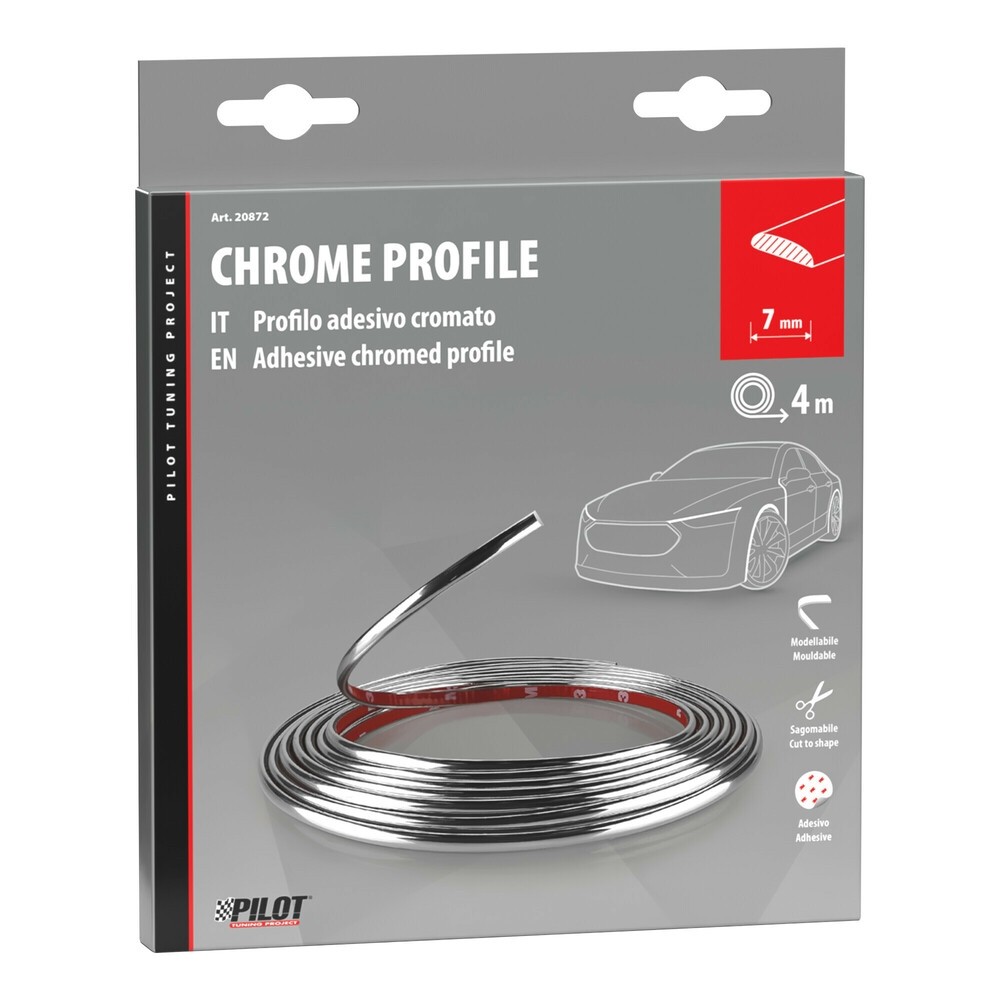 PROFILO ADESIVO CROMATO 4MT x 7MM LAMPA 20872