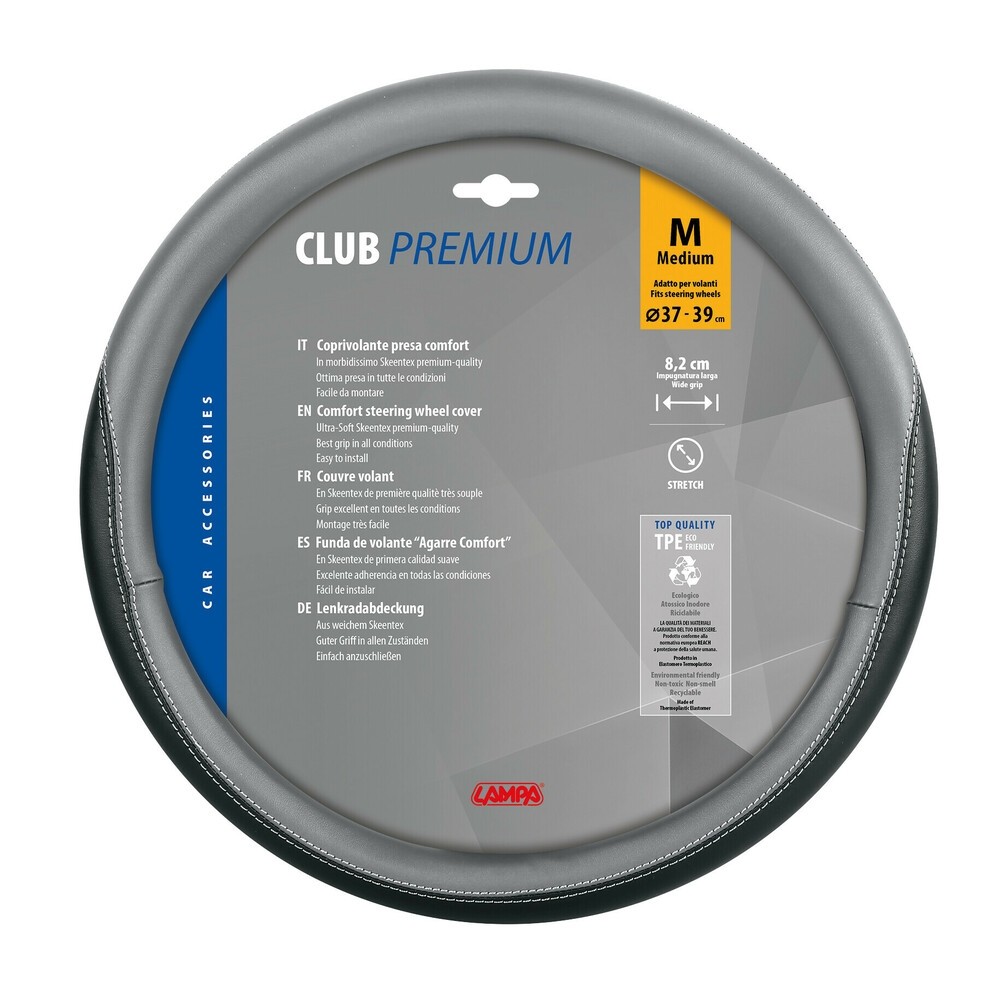 COPRIVOLANTE CLUB IN SKEENTEX - M - DIAM 37/39 CM  NERO/GRIGIO  LAMPA 33067