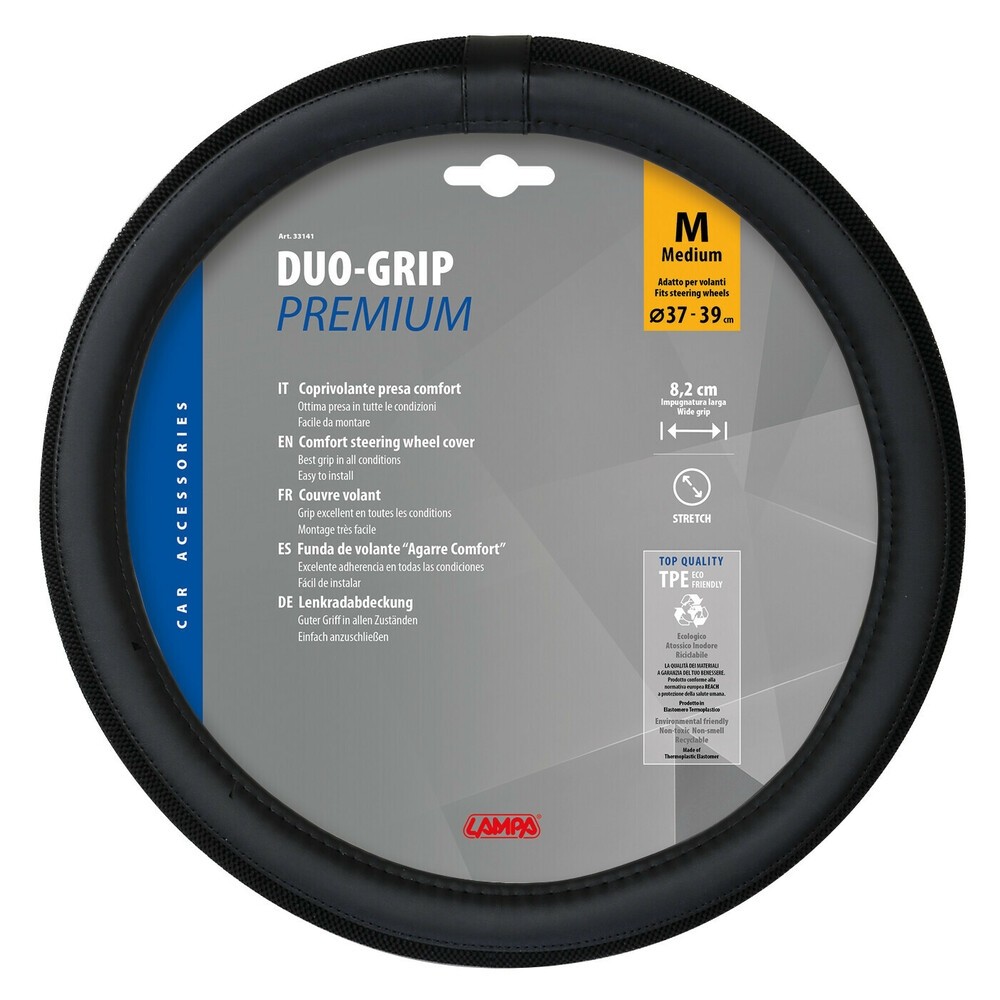 COPRIVOLANTE  TPE DUO-GRIP  PREMIUM IN SKEENTEX - M - Ø 37/39 cm - NeroDUO  LAMPA 33141