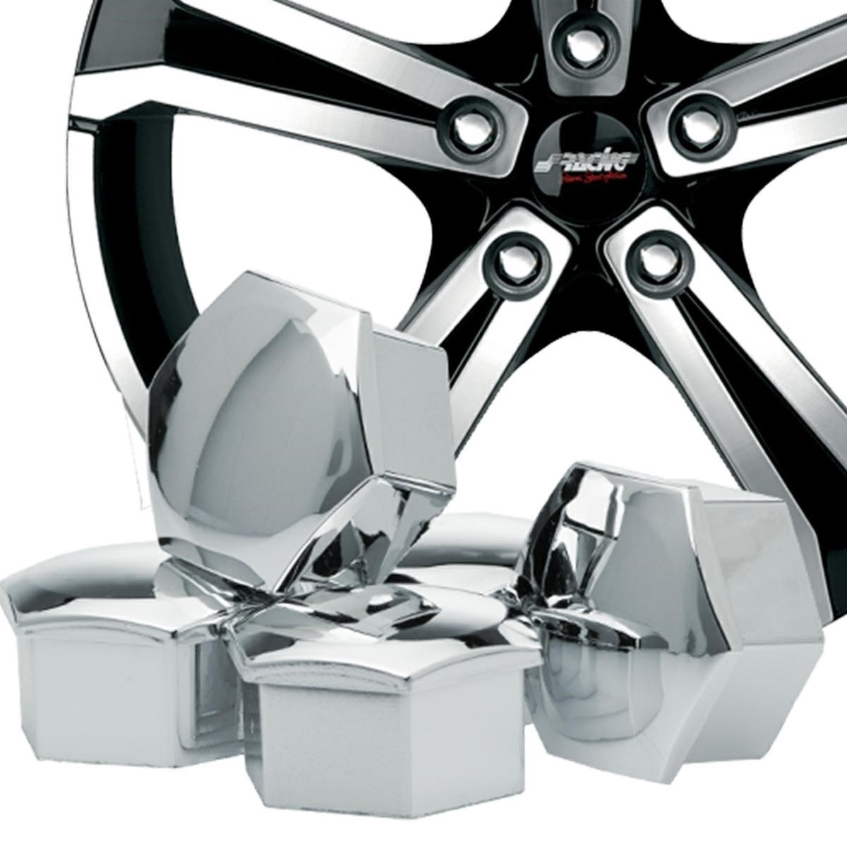 COPRIBULLONI CROMATI IN CHIAVE 17 mm  21 PEZZI SIMONI CBC/17