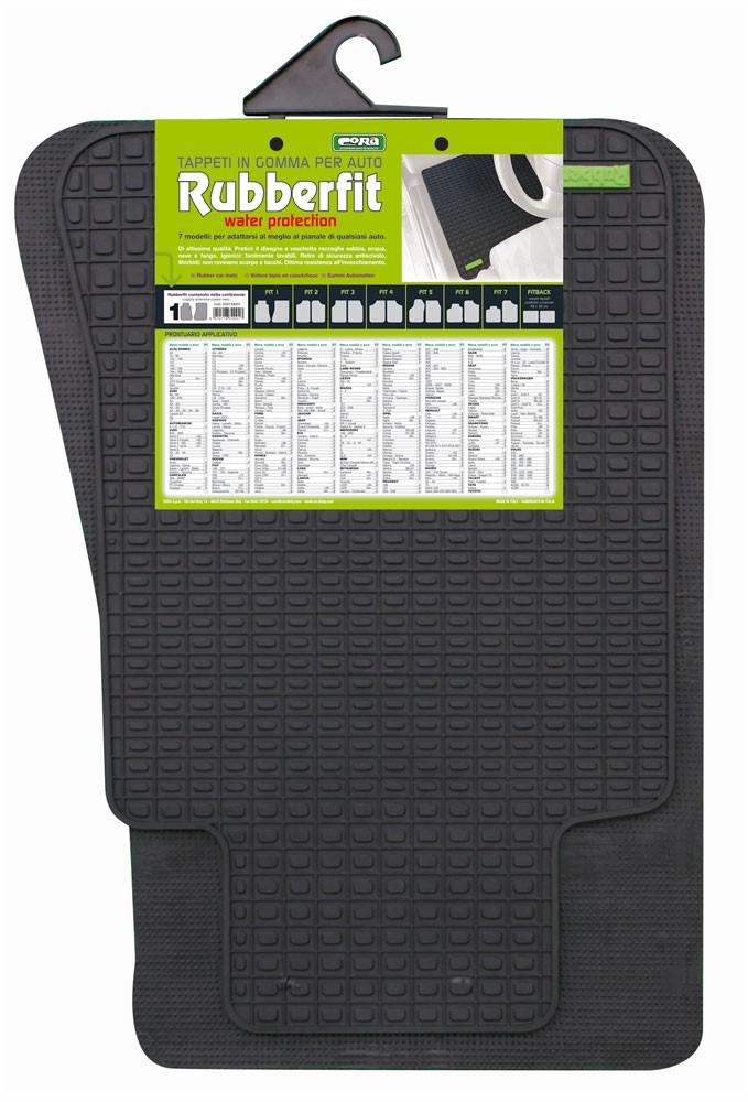 COPPIA TAPPETI ANTERIORE IN GOMMA RUBBERFIT COLORE NERO FIT-1 CORA 134001