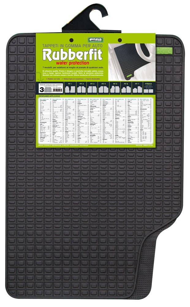 COPPIA TAPPETI ANTERIORE IN GOMMA RUBBERFIT COLORE NERO FIT-3 CORA 134003