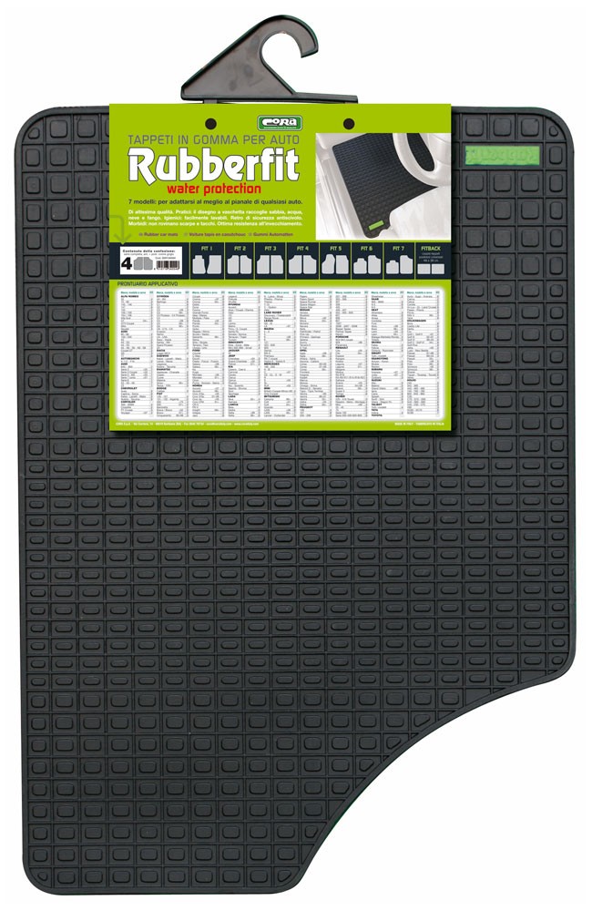 COPPIA TAPPETI ANTERIORE IN GOMMA RUBBERFIT  FIT 4 COLORE NERO  CORA 134004
