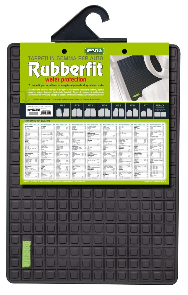 COPPIA TAPPETI POSTERIORE IN GOMMA RUBBERFIT   NERO CORA 134005