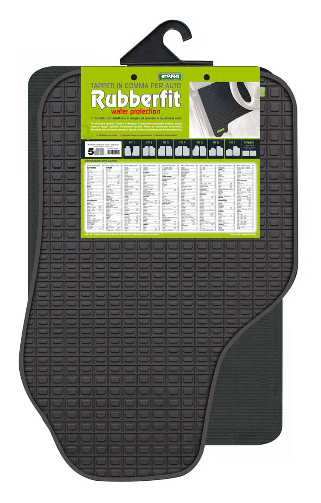 COPPIA TAPPETI ANTERIORE IN GOMMA  RUBBERFIT COLORE NERO FIT-5 CORA 134015