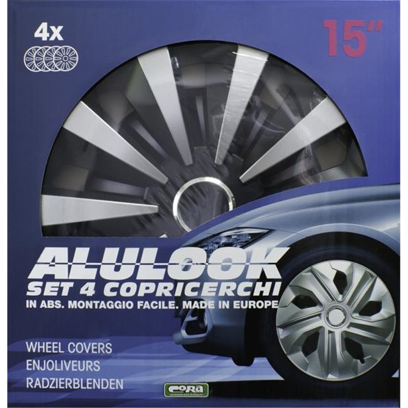 SET 4 COPRICERCHI UNIVERSALI ALULOOK FOX MIX 15'' CORA 41845