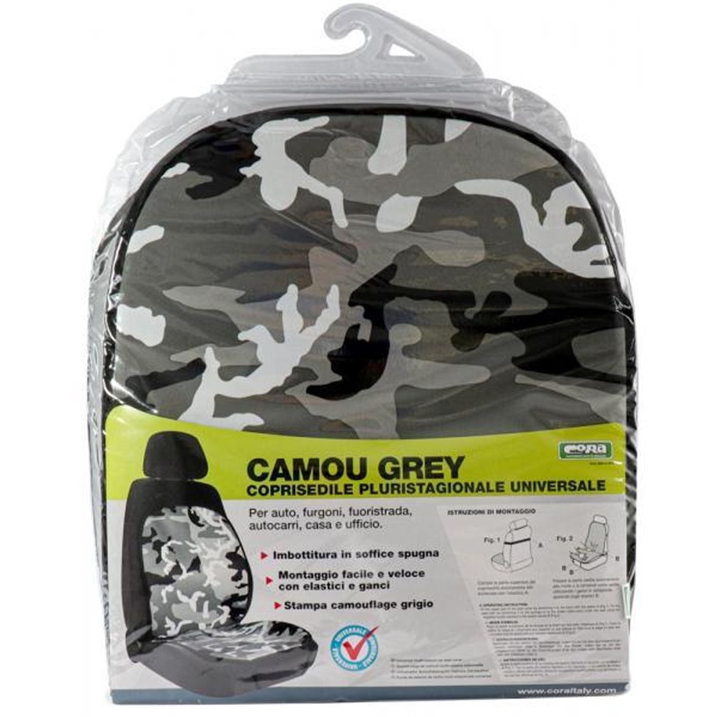 SCHIENALE COPRISEDILE ANTERIORE PLURISTAGIONE CAMOU GRIGIO CORA 127494