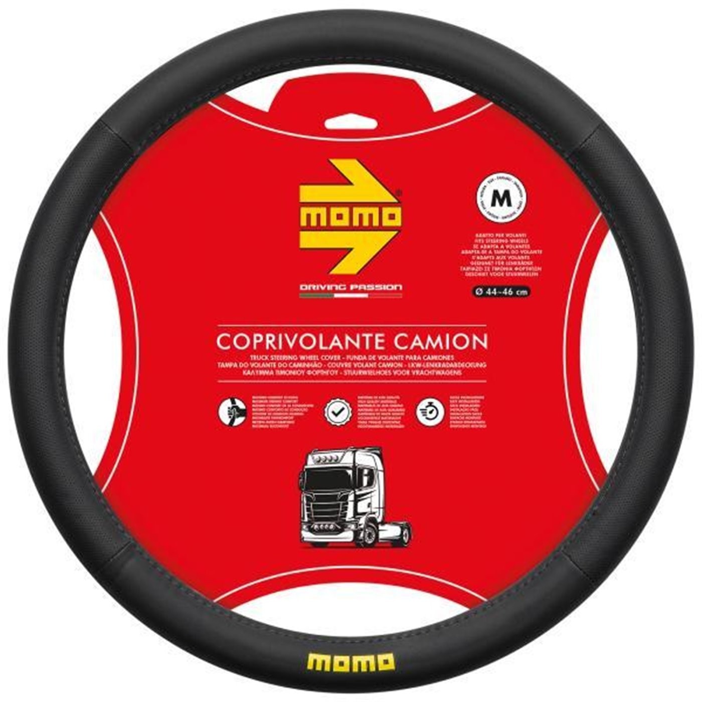 COPRIVOLANTE CAMION TRUCK EASY NERO CUCITURE ROSSE 44-46 CM MOMO SWCTEASBK