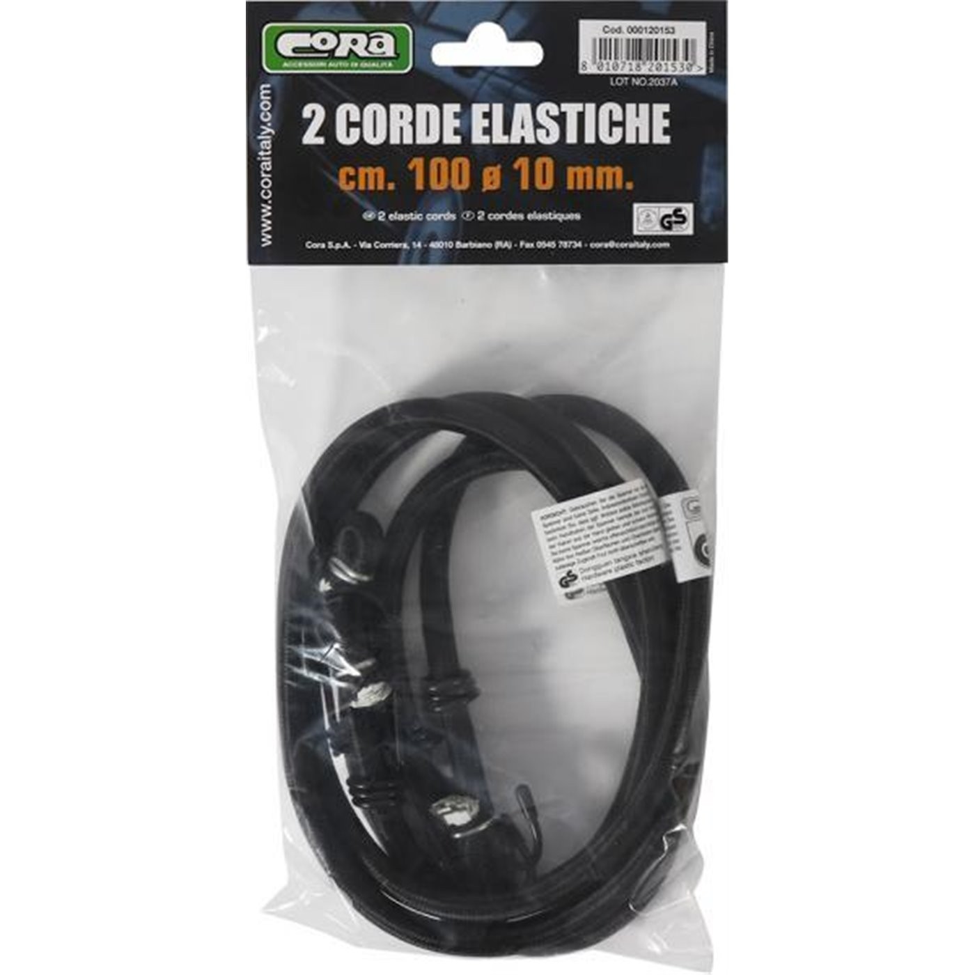 COPPIA CORDE ELASTICHE 100 CM CORA 120153