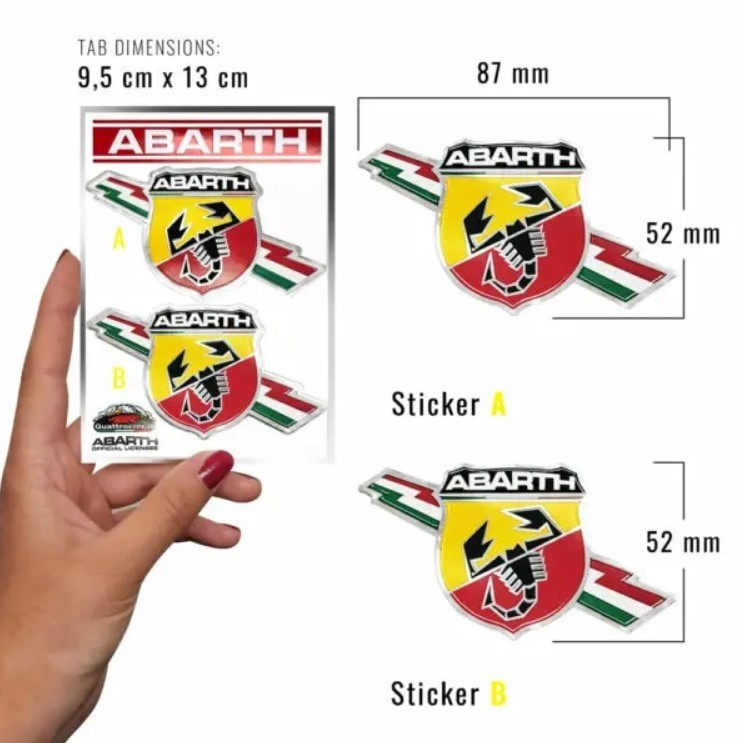 ADESIVO STICKER ABARTH RACING TABS SCUDETTO FOLGORE 2 PZ QUATTROERRE 21503