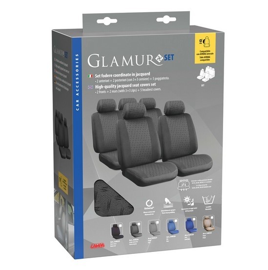 COPRISEDILI ANTERIORI E POSTERIORI COORDINATE IN JACQUARD ANTRACITE LAMPA 54926