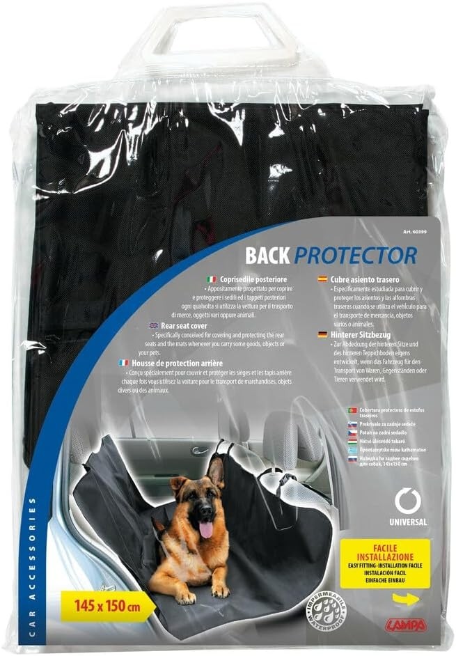 TELO COPRI SEDILE  POSTERIORE AUTO, UNIVERSALE, PER CANI E ANIMALI LAMPA 60399
