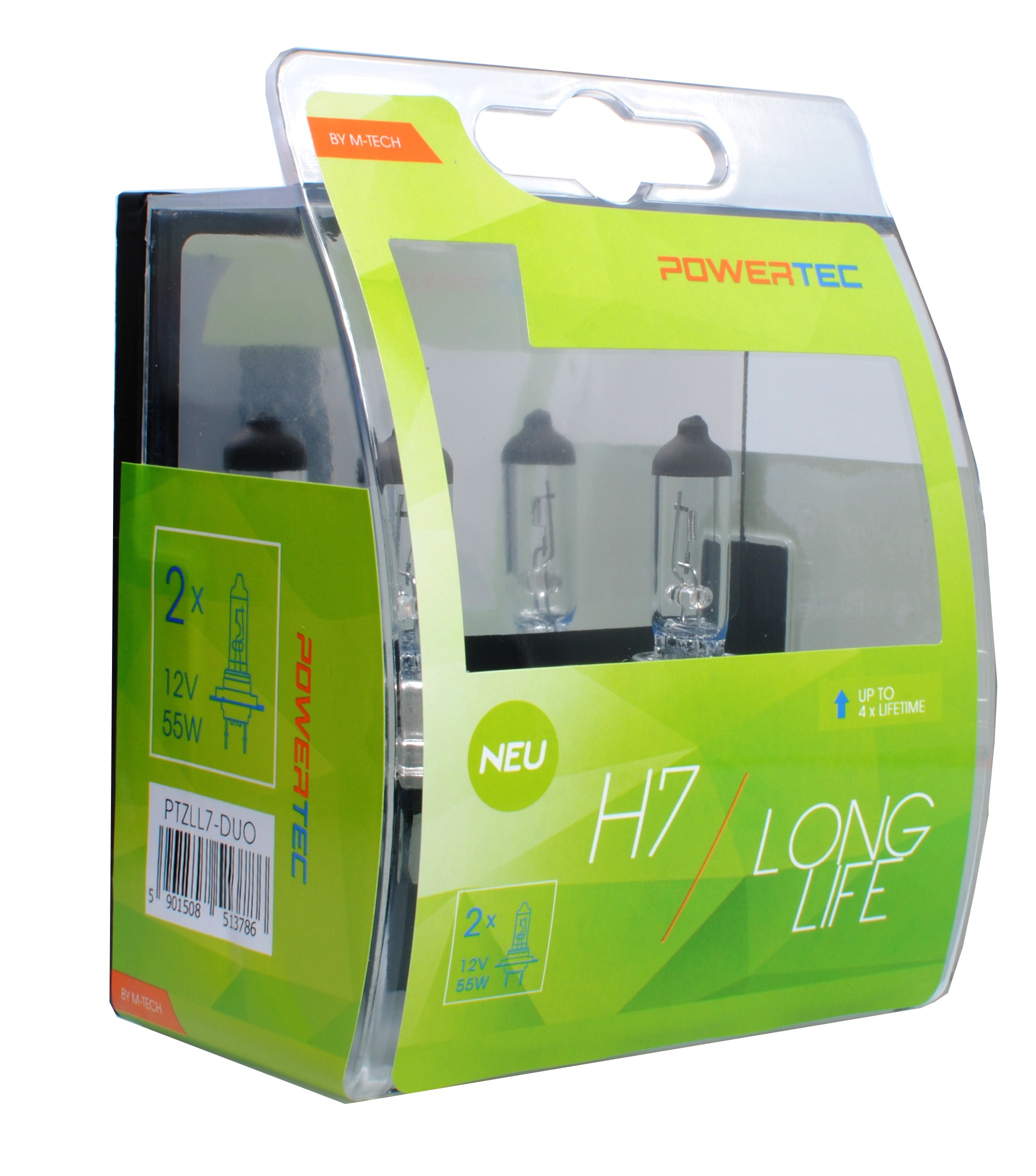 DUO COPPIA LAMPADINE POWERTEC LONG LIFE H7 12V 55W - PTZLL7/DUO -