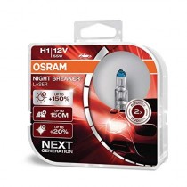 DUO BOX  COPPIA DUE  LAMPADINE H1 +150 LAMPADE OSRAM NIGHT BREAKER LASER 64150NL-HCB 12v 55w