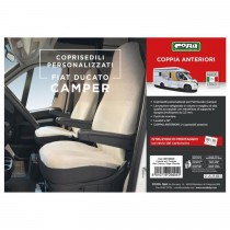 COPRISEDILI FODERINE ANTERIORI PERSONALIZZATI CAMPER FIAT DUCATO 06> PIOMBO-CREMA CORA 129405