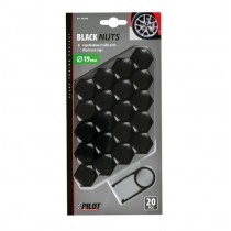 COPRIBULLONI IN ABS NERO 19 MM BLACK NUTS - 20   PILOT 02249