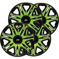 SET 4 COPRICERCHI UNIVERSALI 14'' POLLICI, COPRIRUOTA AUTO VERDE E NERO SIMONI NAS/14G