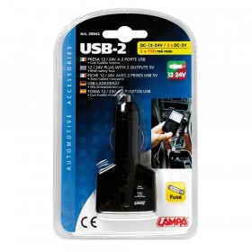 USB-2 - CARICABATTERIA 2 PORTE USB LAMPA 39042