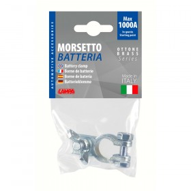 MORSETTO BATTERIA ZINCATO, FISSAGGIO CAVO A CAPOCORDA CON DADO AD ALETTA LAMPA 69907