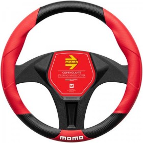 COPRIVOLANTE TUNING NERO/ROSSO 38-39 CM MOMO SWC016BR
