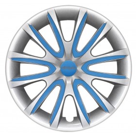 SET 4 COPRICERCHI UNIVERSALI BICOLOR ALLUMINIO AZZURRO CERCHI 16" FARAD 24016GR