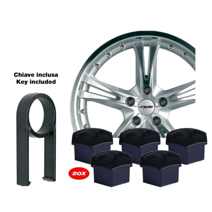 COPRIBULLONI CHIAVE 19 mm NERO CON CHIAVE SIMONI CBC/19