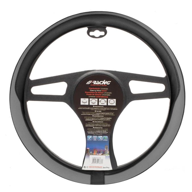 COPRIVOLANTE TIDY GREY IN ECOPELLE GRIGIO E NERO FORATO CVT/43GR