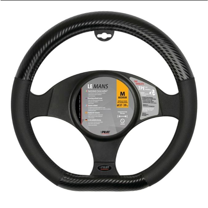 COPRIVOLANTE LE MANS MISURA M Ø 37-39CM NERO IN SKEENTEX PILOT 32953
