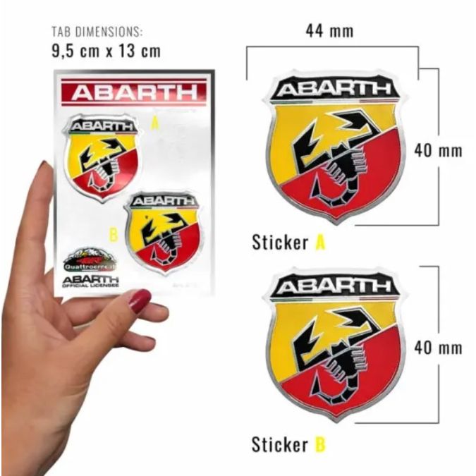 ADESIVO STICKER ABARTH RACING TABS SCUDETTO 2 PZ QUATTROERRE 21501
