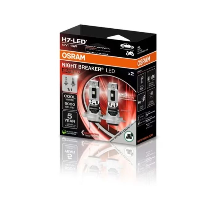 BOX COPPIA DUE LAMPADINE H7 NBR LED SPEED 450 6000K OSRAM 64210DWNBSP-2HB OMOLOGATE