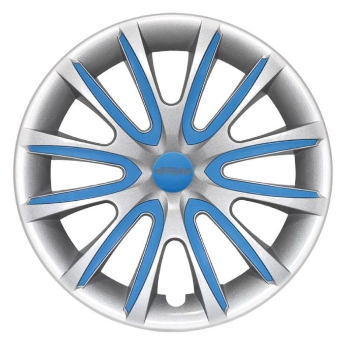SET 4 COPRICERCHI UNIVERSALI BICOLOR ALLUMINIO AZZURRO CERCHI 16" FARAD 24016GR