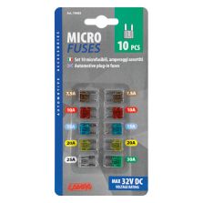 FUSIBILI LAMELLARI ASSORTITI 12/32V SET DA 10 PZ LAMPA 70085