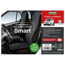 COPRISEDILI ANTERIORI PERSONALIZZATI SMART FORTWO TESS. MISTO COTONE GRIGIO/NERO CORA 000129166