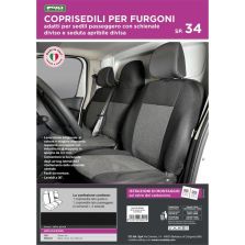 COPRISEDILI PER FURGONI SP34 SEDILI PASSEGGERO SCHIENALE DIVISO E SEDUTA APRIBILIE DIVISA COL. NERO CORA 1703401