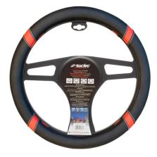 COPRIVOLANTE CROSS RED IN ECOPELLE NERO FORATO SIMONI RACING CVT/44R