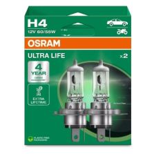 DUO BOX COPPIA DUE LAMPADINE OSRAM H4 12V ULTRA LIFE LUNGA DURATA LONG LIFE 64193ULTDUO