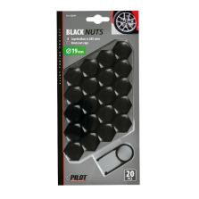 COPRIBULLONI IN ABS NERO 19 MM BLACK NUTS - 20 PILOT 02249
