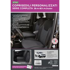 COPRISEDILI COMPLETA FODERINE DACIA DUSTER II/III 18˃24, 24˃ TESSUTO RIGATO NERO CORA 129401